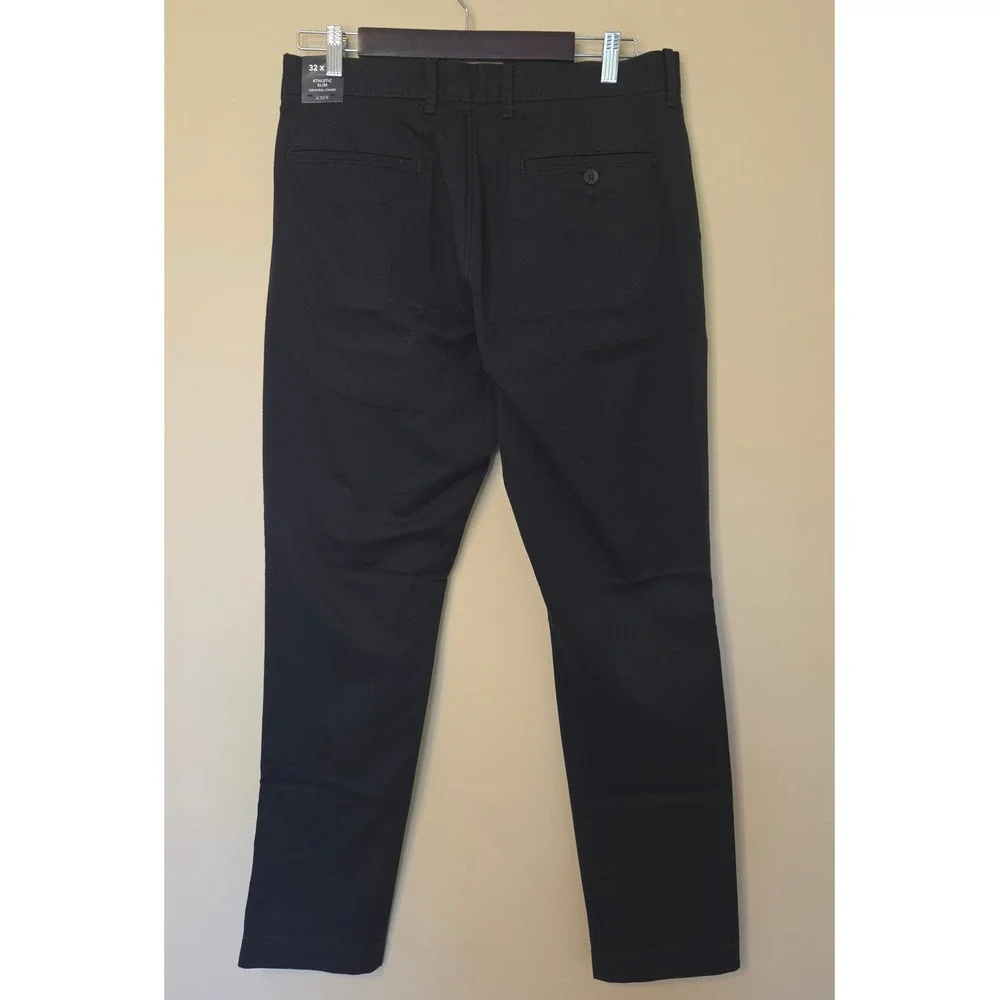 J Crew Mens Original Chino Athletic Slim Fit Pants Black 32X32 NWT